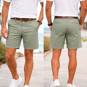 Peter Millar Durham Performance Shorts Mens 38 Sage Green Pima Cotton MS23B05